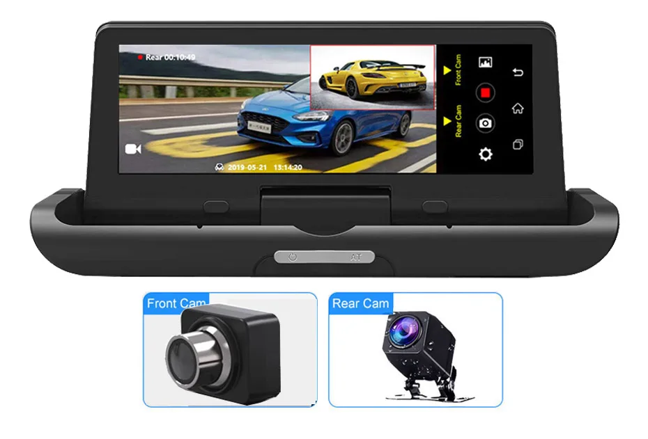 Автомобильный видеорегистратор WHEXUNE 8 дюймов, 4G, Android, Full HD, 1080 P, автомобильная камера, gps навигатор, ADAS, двойной объектив, ночное видение, Автомобильный видеорегистратор, видеорегистратор