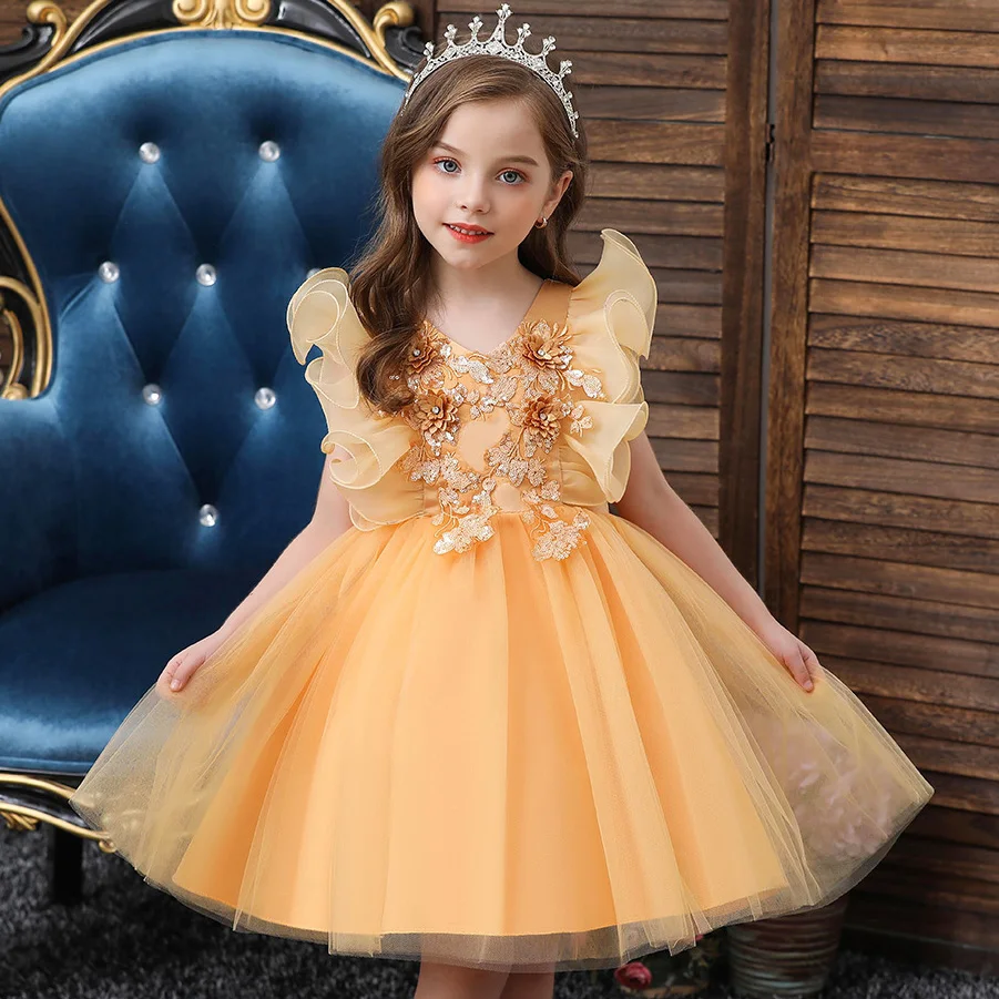 

Детское платье-пачка с вышивкой, на весну/осень