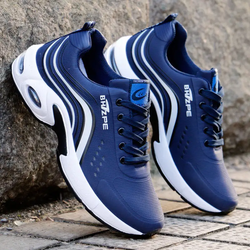 2022 Men Running Shoes Jogging Sneakers Men Walking Air Cushion Breathable Wave Sports Lace-up Travel Leisure Gym Shoes Zapatos