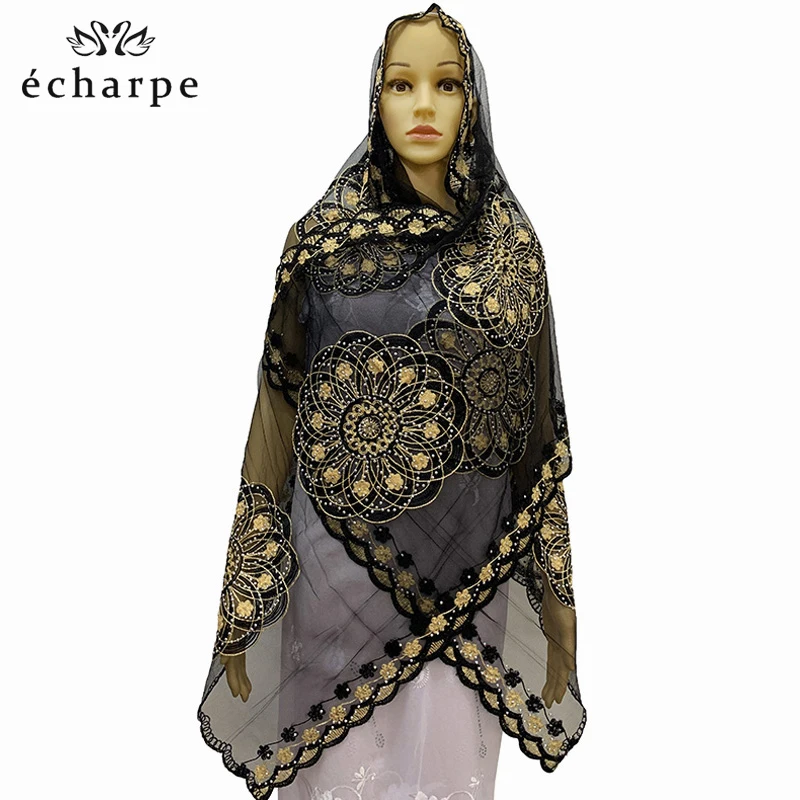 Распродажа! Африканские шарфы специальный мусульманский шарф из тюли с вышивкой