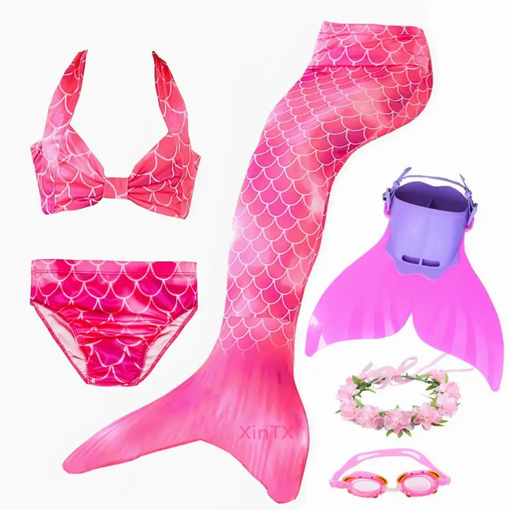 6pcs as picture show 6 шт./компл. новые джинсовые штаны для девочек с хвостом русалки с ребром Плавание костюм комплект бикини, купальный костюм ванный комплект, платье для девочек с рисунком в виде Флиппер Моноласты для Плавание - Цвет: 6pcs as picture show