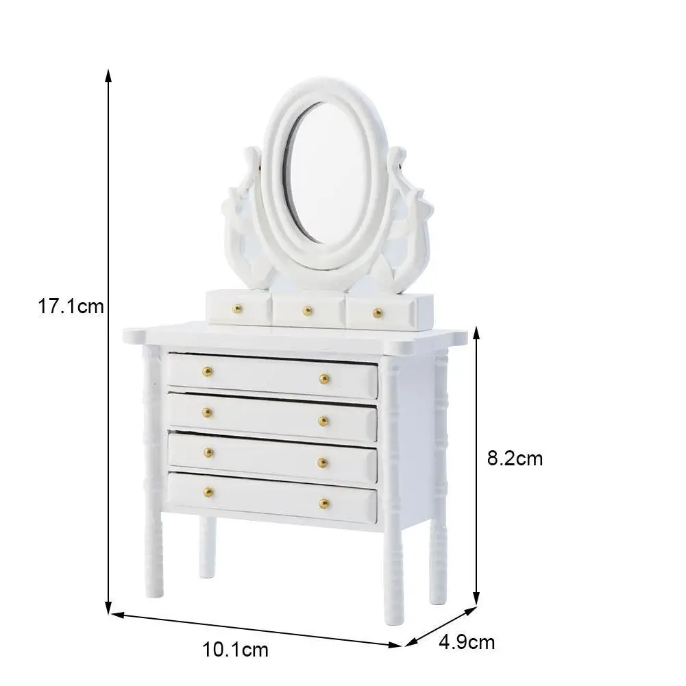 

1/12 Dollhouse European-style Simple White Dressing Accessories Table Dressing Table Playhouse Toy Q4W8