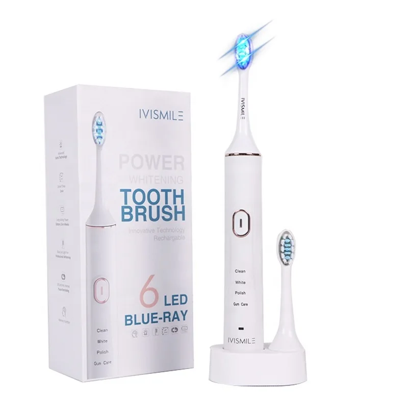 IVISMILE Electric Toothbrush Portable Home Use IPX7 Waterproof USB Rechargeable LED Light Whitening Tooth Brush Oral Care Tools