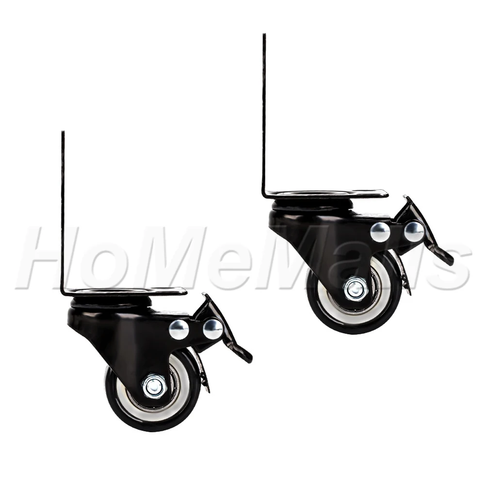 2pcs 1.5/2 Inch Caster Wheels PVC with 360 Degree L-type Top Plate With Brake Castors For Furniture Safety Silent | Обустройство дома