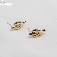 925 sterling silver geometric knot stud earrings women 14k gold exquisite minimalist fashion jewelry accessories birthday gift