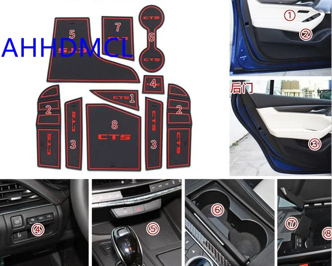 Car Anti-Dirty Pad Door Groove Gate Slot Cup Armrest Storage Mat For Cadillac CT5 2019 2020 |