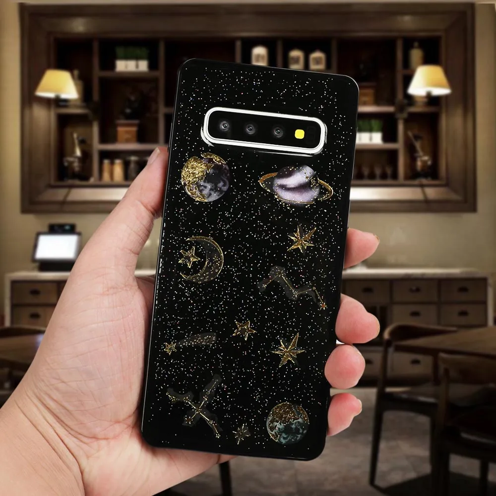 Блестящий чехол LOVECOM с планетами и звездами для Samsung S21 S20 Ultra A50 S10 S9 Plus Note 9 10 Pro A9 2018
