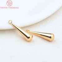 298910pcs 23x6mm 24k gold color brass long water drop end beads charms high quality diy jewelry making findings accessories