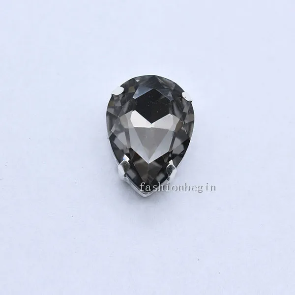 black diamond 4x6 6x 8 10 x14 13x18 18*25 20x30x30x40 мм 24 цвета каплевидные стеклянные камень шить на Кристальный, серебряный, со стразами основание кнопки для одежды - Цвет: black diamond