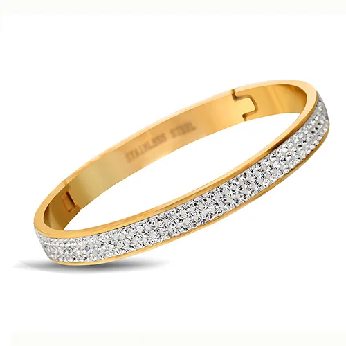 Gold Изысканный хрусталь браслет бренд незамкнутные браслеты Pulseira 6,3*5,6 см модные хрустальные ювелирные браслеты оптом - Окраска металла: Gold