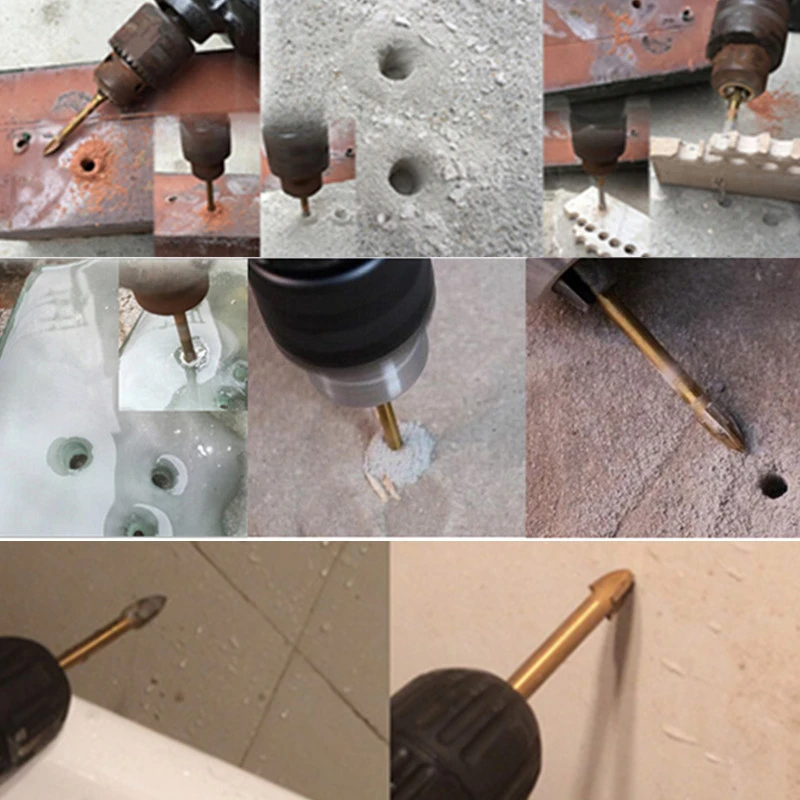 Titanium Carbide Glass Drill Bit Cross Spear Point Head Drill Bit For Wall Ceramic Tile 4/5/6/8/10/12mm images - 6