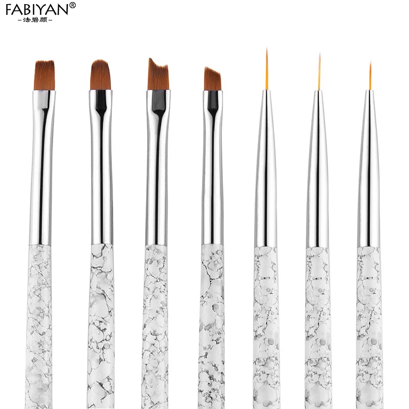 Кисть для дизайна ногтей Мраморная живопись Плоская Круглая ручка Французский