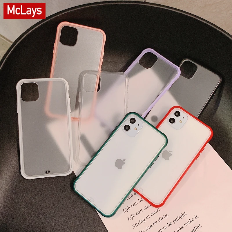 Противоударный чехол бампер Матовый Прозрачный для телефона iPhone 11 Pro Max X XR XS 8 7 6 6s