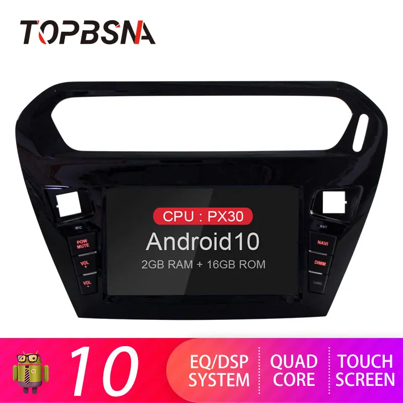 Автомобильный мультимедийный DVD плеер TOPBSNA 1 Din Android 10 для Citroen Elysee 2014 2016 Peugeot 301 GPS Navi