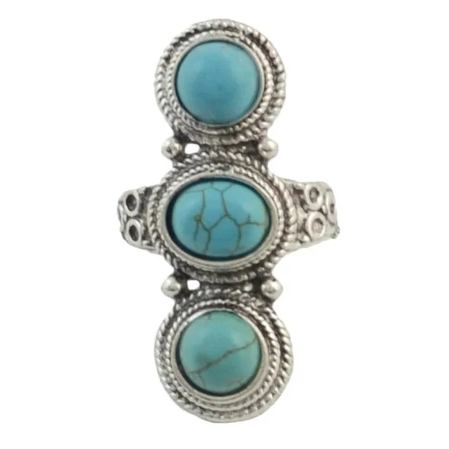 Богемное кольцо в стиле панк с большим круглым зеленым камнем из металла для