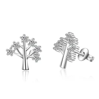 2021 new hypoallergenic silver plated jewelry exquisite lucky wishing tree zircon stud earrings christmas gift