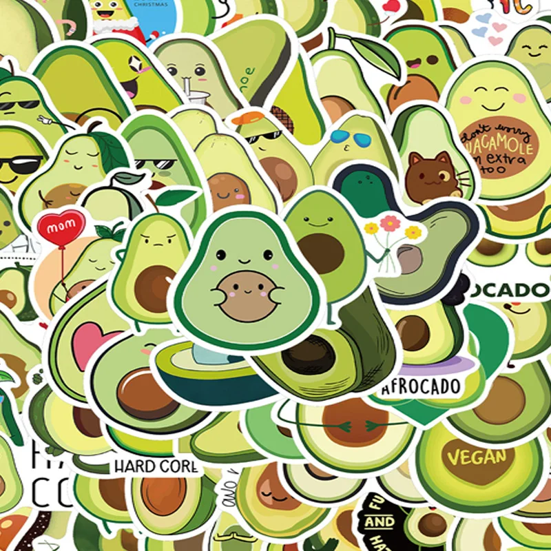 

100pcs Avocado Stickers decal scrapbooking diy pasters home decoration phone laptop waterproof cartoon accessories
