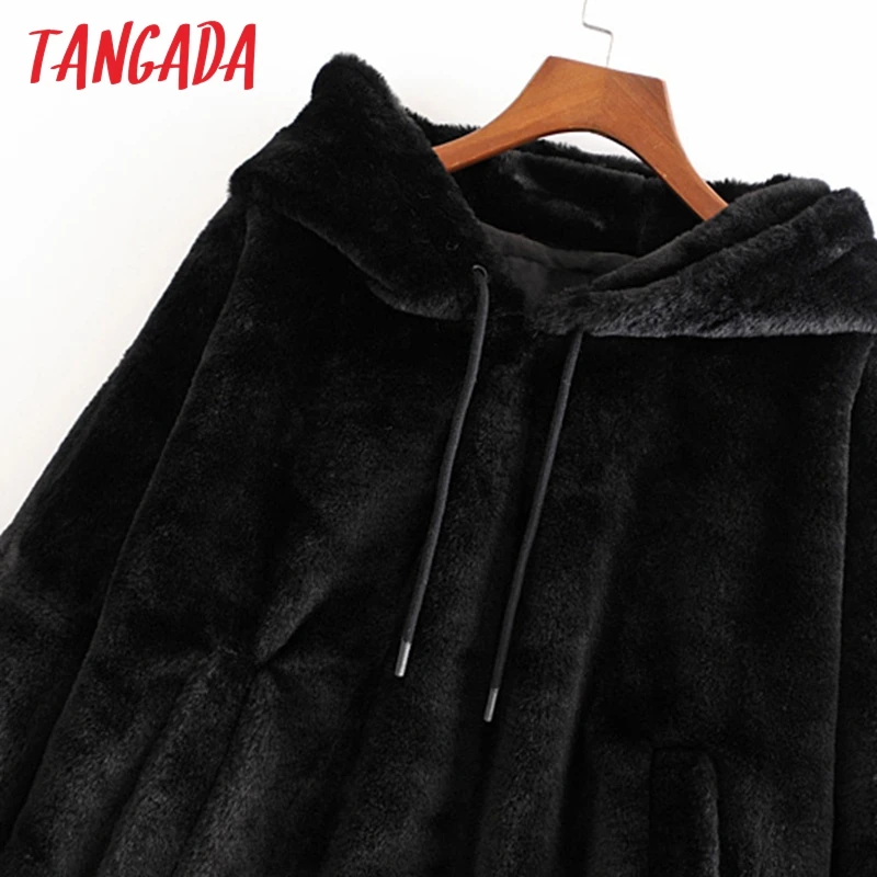 Tangada элегантное женское негабаритное пальто из искусственного меха уличная зимнее теплое плюшевое пальто женское пальто 3H50