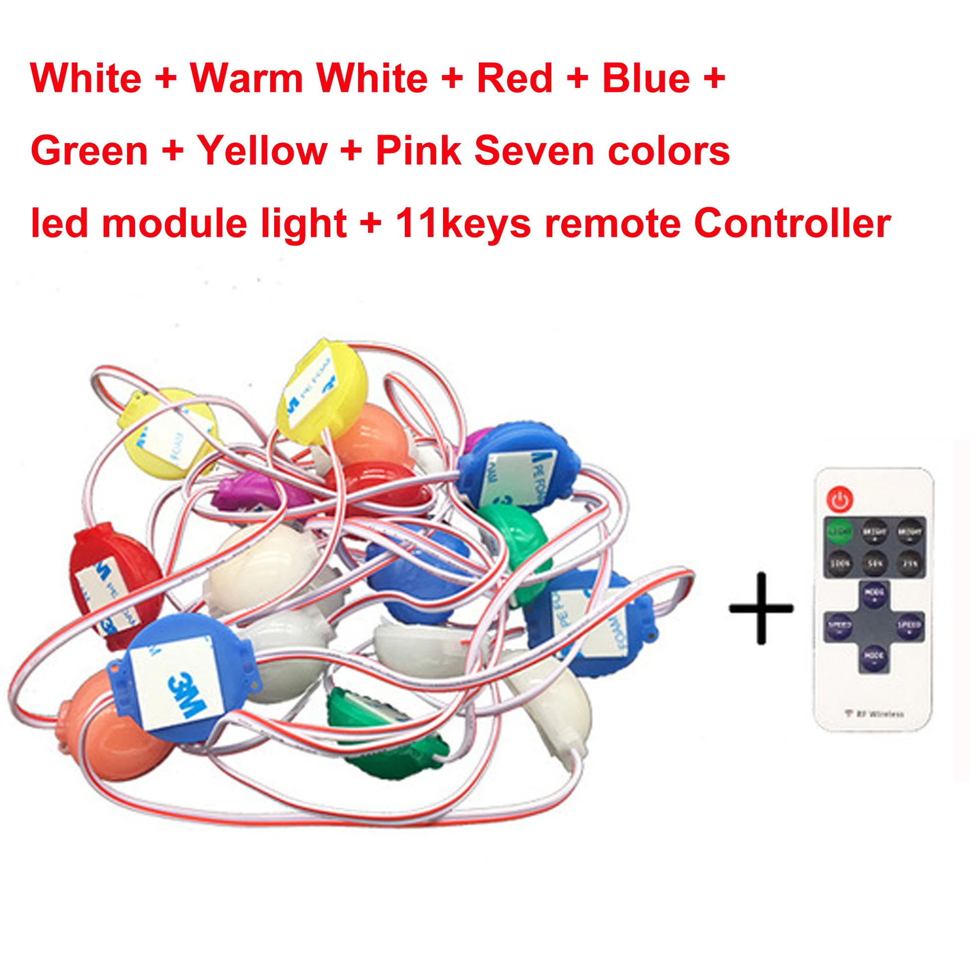 

2W COB LED Modules Waterproof IP65 DC 12V Light 7 colors/string Led Back lights For Channel Letters+11keys Remote controller