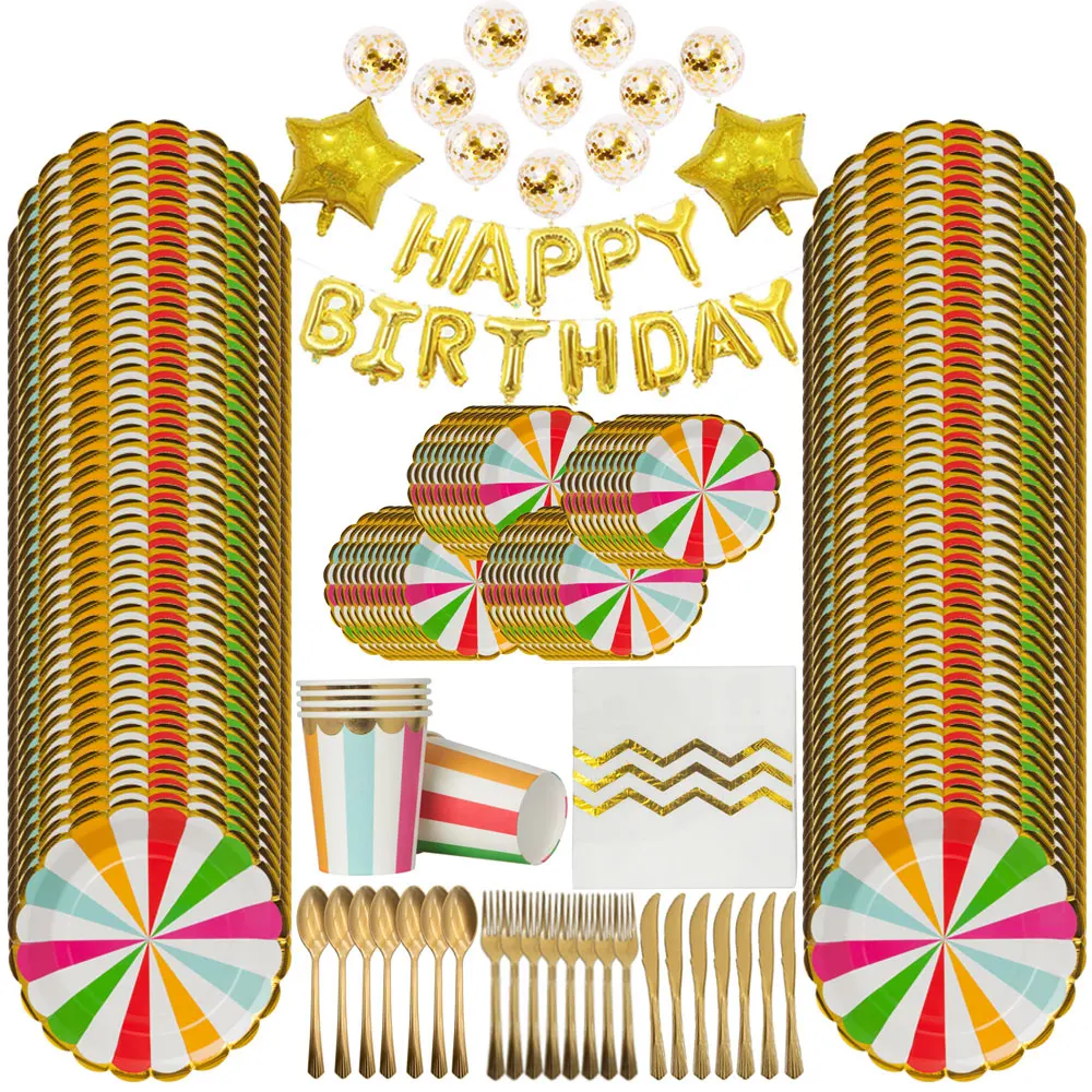 

Gold Colorful Party Supplies Paper Napkins Plate Cup Napkin Kids Adult Birthday Party Decoration For Wedding Party Supplies