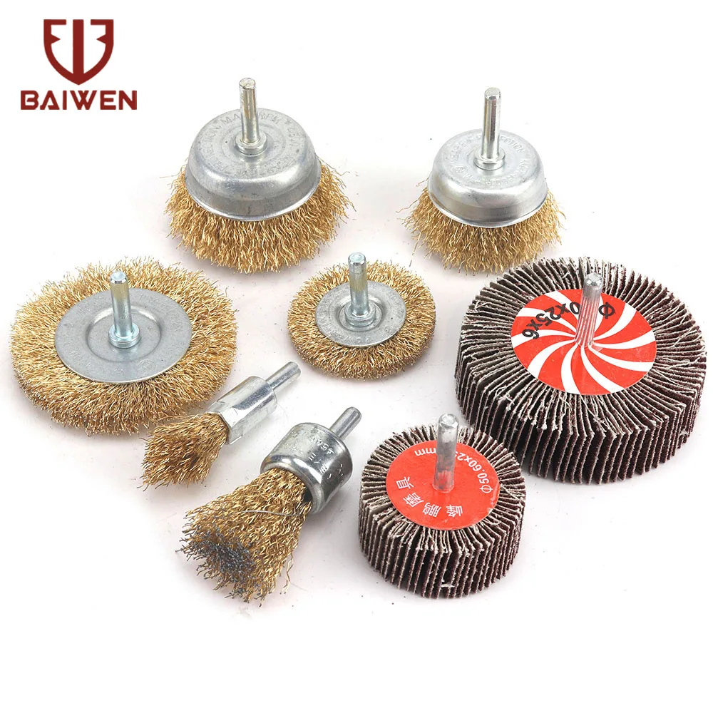 

12pcs Brass Coated Wire Brush Set Drill Brush 6mm Shank For Removal Rust Corrosion Wire Wheel Polishing Brush Rotary Tool Parts