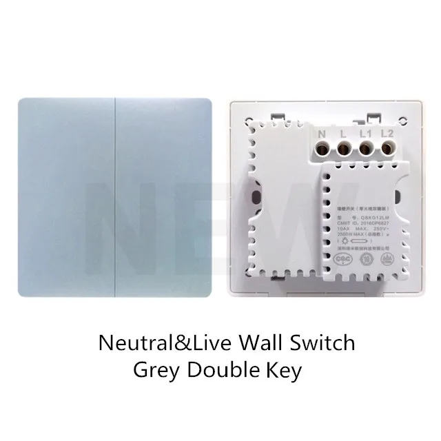 N and L Grey Double В Xiao mi Aqara настенный выключатель Smart ZigBee Zero Line Fire Wire переключатель беспроводной ключ настенный переключатель работа с приложением mi Home - Цвет: N and L Grey Double