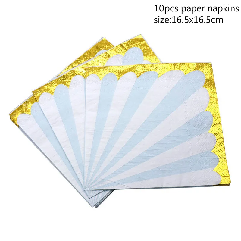 Blue Napkin Первый день рождения, детская вечеринка, подарок, розовая/синяя Золотая фольга, бумажная салфетка под тарелку кружку, детский душ, свадьба, сделай сам, украшение, посуда, принадлежности - Цвет: Blue Napkin