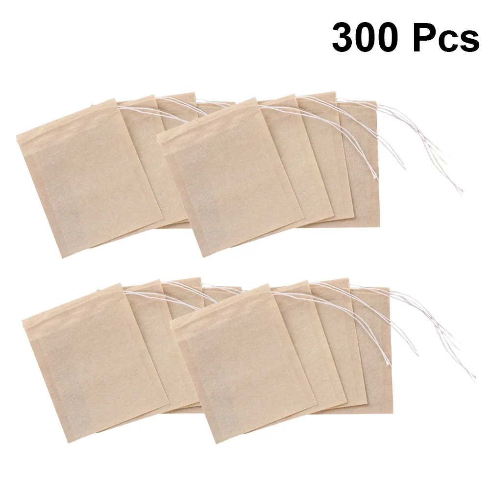 

300PCS Drawstring Tea Bag Empty Tea Pouch Filter Paper Bags for Loose Leaf Tea Powder Herbs Spice - 5x7cm #h5