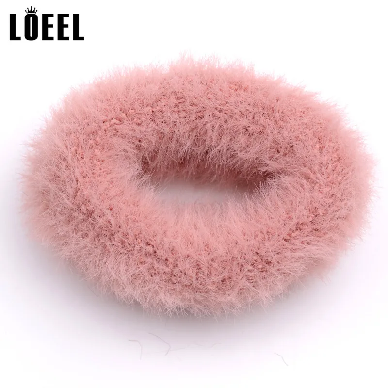 Scrunchies Hair Band Candy Color Ties Headbands Autumn Winter Women Girl Solid Plush Ponytail Holder Accessories |