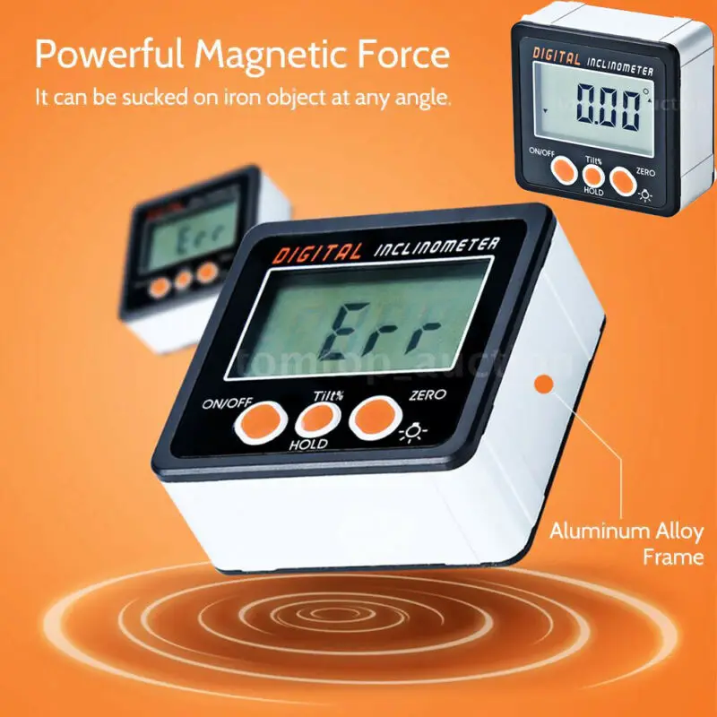 

Mini Digital Inclinometer Electronic Protractor Magnetic Base 360 Degrees LCD Bevel Box Level Measuring Tool Angle Gauge Meter