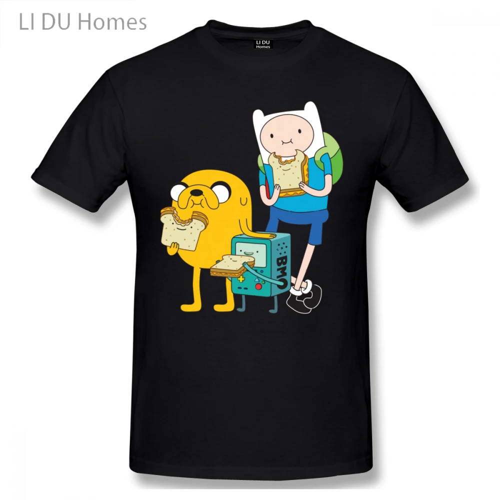 

LIDU Finn Jake BMO Adventure Time Cute Cartoon T Shirt Plus Size O-neck Cotton Custom Short Sleeve Men Clothing