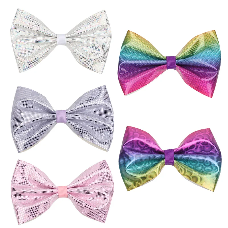 

Cheer Bows Mesh Bow Hair Clip For Girls Color Laser Lattice Circle Square Clip Kids Korean Headdress Children's Hair Accessories