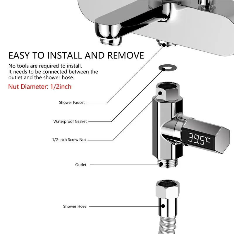 Светодиодный термометр для душа гигрометр терморегулятор температуры воды