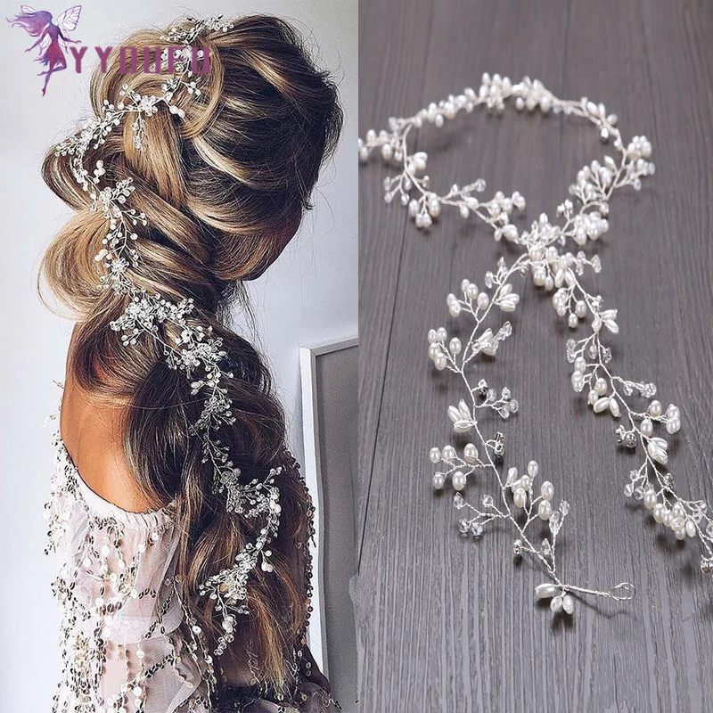 Модный свадебный аксессуар для волос YYOUFU из искусственного жемчуга золотого и