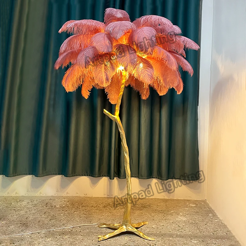 Напольная Светодиодная лампа с перьями в скандинавском стиле напольный