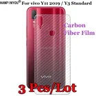 3 шт.лот для vivo Y11 2019  Y3 Standard 6,35 дюйма, 3D противоскользящая задняя пленка из прозрачного углеродного волокна, защита экрана, защитная наклейка