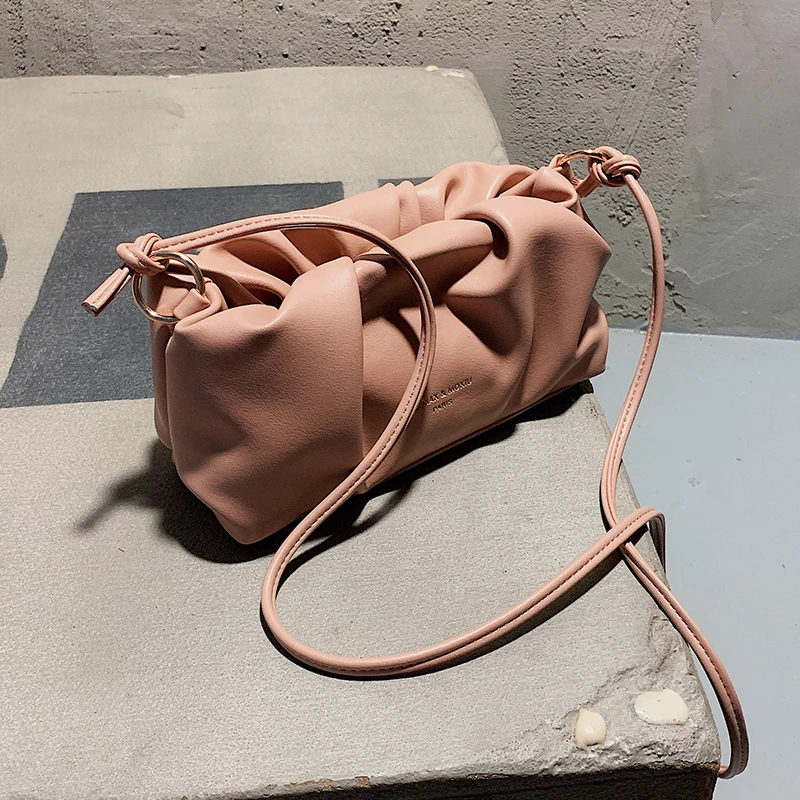 

Simple Pleated Clouds Bag Women Shoulder Bags Fashion New Solid Color Messenger Crossbody Bags For Women 2021 Day Clutch Purses