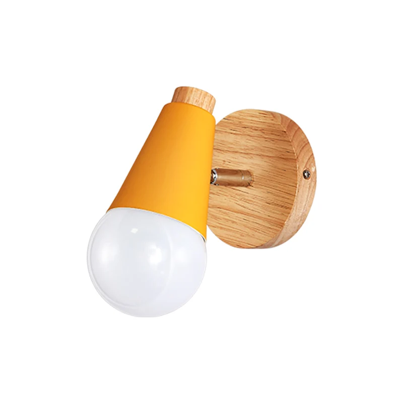 

yczwey small wooden wall lamp bulb light source home decoration bedroom living room decoration lighting all metal macaron lamp