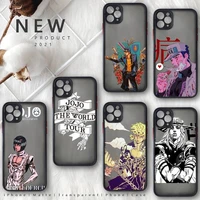 anime jojo killer queen phone case for iphone 12 11 8 7 plus mini x xs xr pro max matte transparent cover