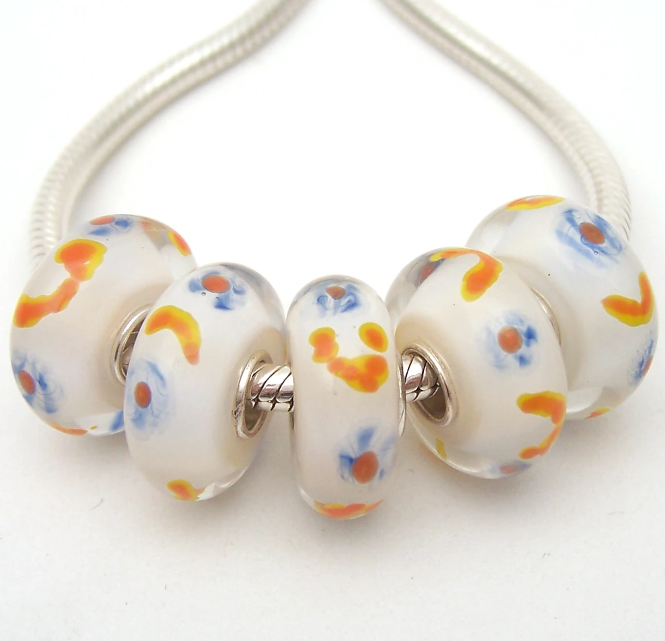 

XHYG1161 5X 100% Authenticity S925 Sterling Silver Beads Murano Glass beads Fit European Charms Bracelet diy jewelry Lampwork