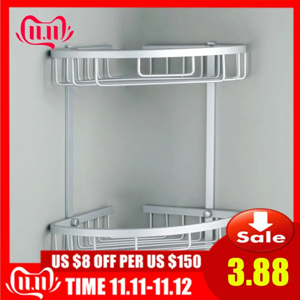 Угловая полка для ванной комнаты 2 слоя пространства двойные яруса треугольная