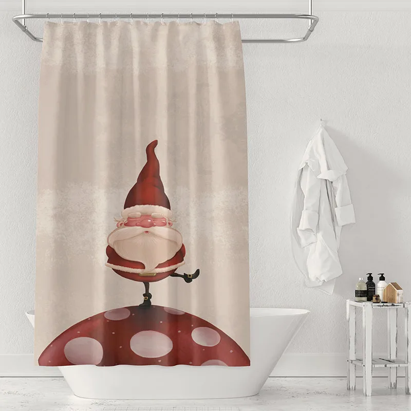 

Bathroom curtain Waterproof shower curtains with 12 hooks Polyester Cloth Bath Curtain Santa Claus Pattern Christmas Decorations