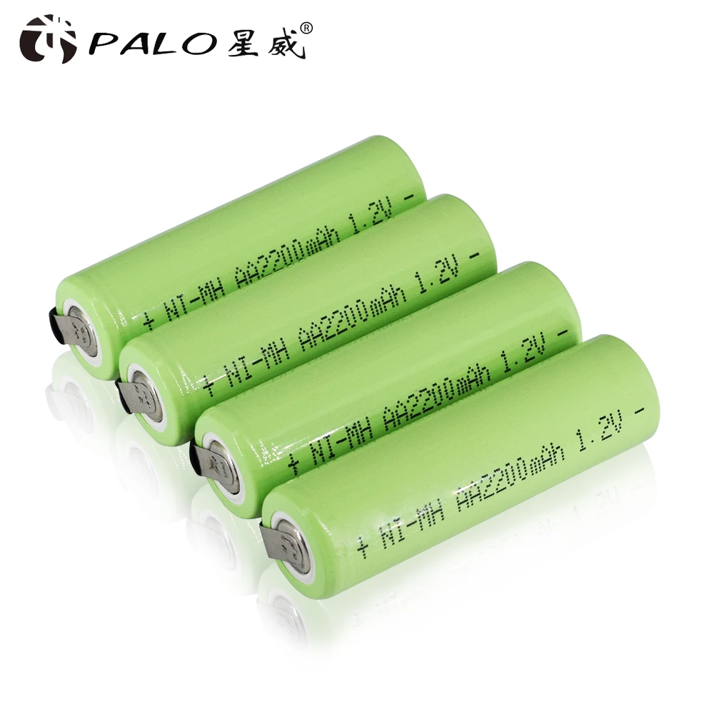 PALO 1,2 V AA Аккумуляторная батарея 2200mah nimh cell Green shell с сварочными вкладками для Электробритва Philips Бритва зубная щетка