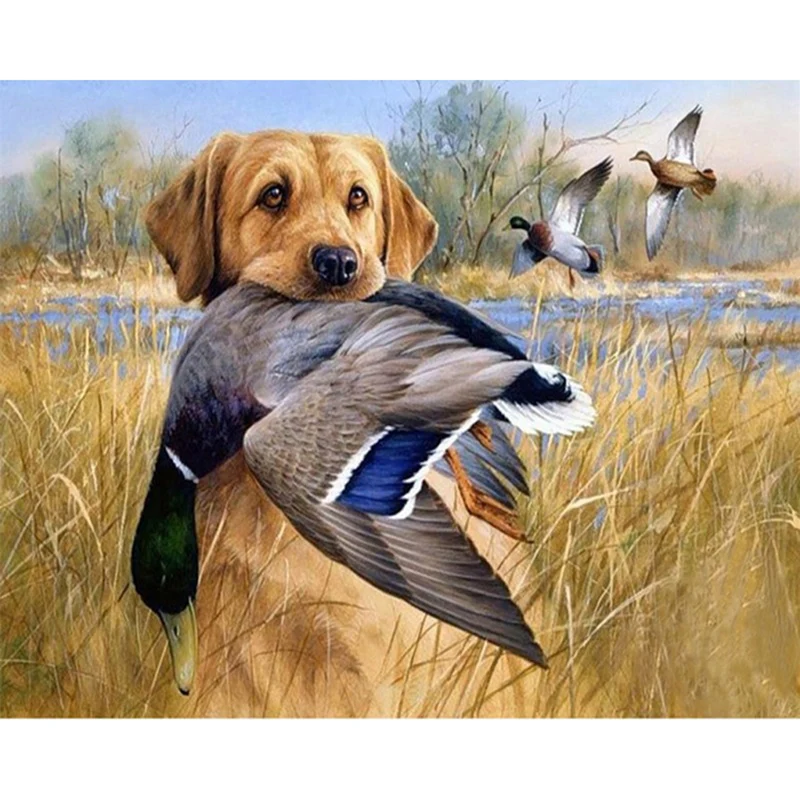 

5D Diamond Embroidery Dog Hunt Duck Cross Stitch DIY Diamond Painting Diamond Mosaic rhinestones Home Decor love gift