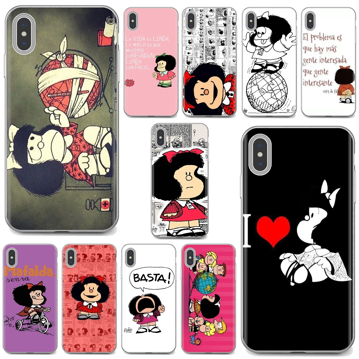 

Soft Case Cover For iPhone iPod Touch 11 12 Pro 4 4S 5 5S SE 5C 6 6S 7 8 X XR XS Plus Max 2020 Cartoon Mafalda Girl