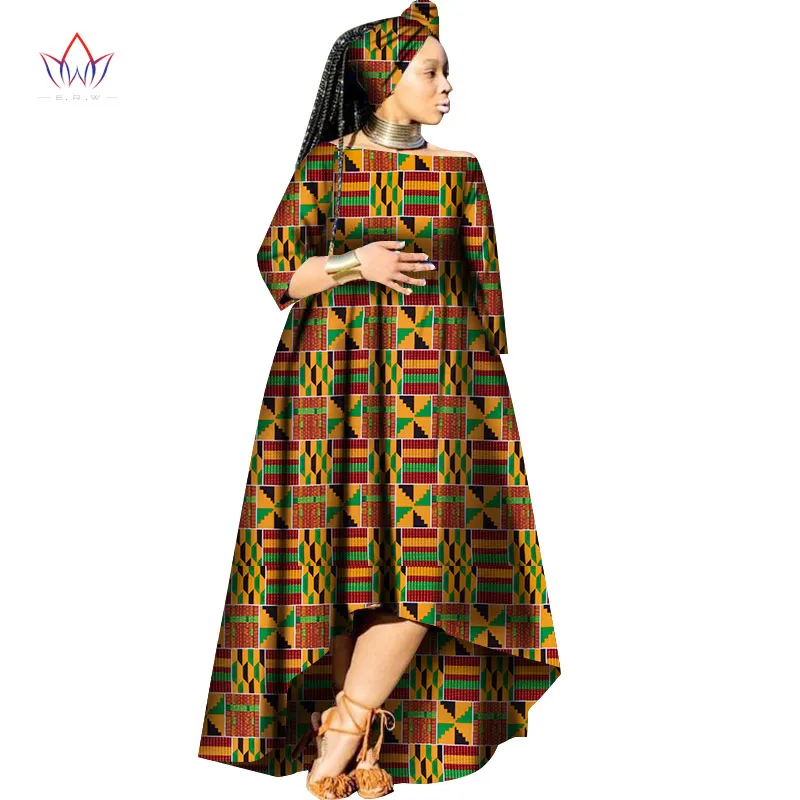 2017 Африканский Базен платья для женщин в африканском стиле Slash шеи свободные дам
