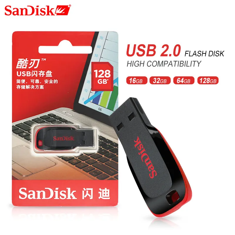 USB флеш-накопитель SanDisk CRUZER CZ50 мини-флешка 2 0 128 ГБ 64 32 16 официальная проверка |