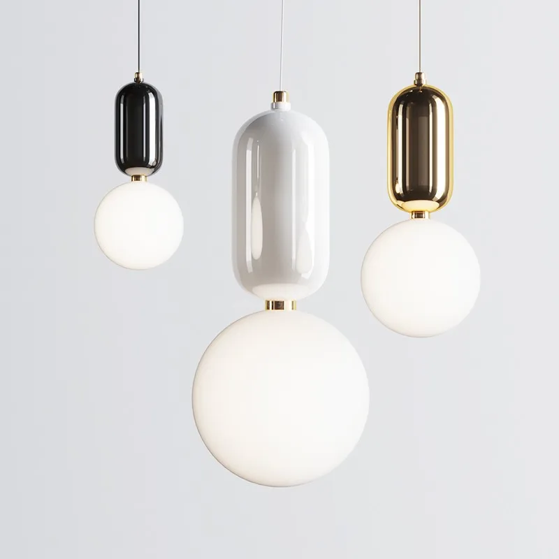 Nordic ABALLS E27 Led Pendant Light Dining Room Plate Metal Frosted Glass Suspension Lamp Droplight Lustre Indoor Lighting | Лампы и