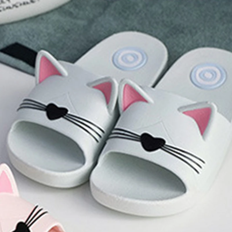 

Boy Girl Cartoon Cat Shoes 2019 Summer Todder Animal Kids Indoor Baby Flip Flops PVC Kawaii Infant Soft Beach Casual Slippers