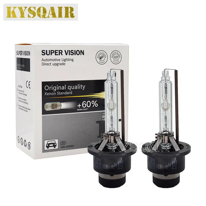 Сменные HID лампы KYSQAIR 2 шт. D2S 35 Вт 5500 к супер яркие D4S автомобильные ксеноновые D2 D4